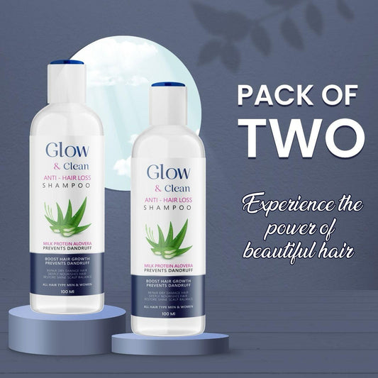 GLOW & Clean Anti-Hair Loss Shampoo 100ml - Infused with 25 Rich Ingredients for Healthy Hair (Pack of 2)